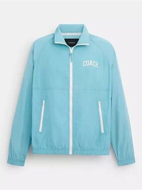 Coach Men’s Aqua Blue Zip-Front Windbreaker Jacket